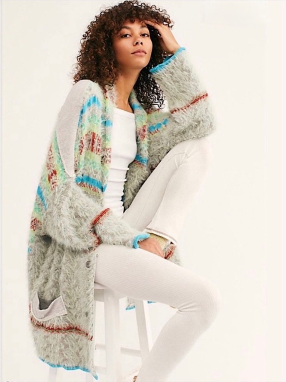 Free People Fair Weather Cardigan Mint Haze Combo XS
